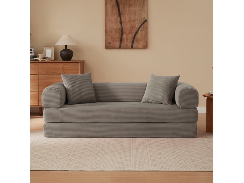  Canapé convertible 195x89x59 cm, 3 places, modulable, dossier inclinable, taupe, pour salon ou chambre  - Conforama D