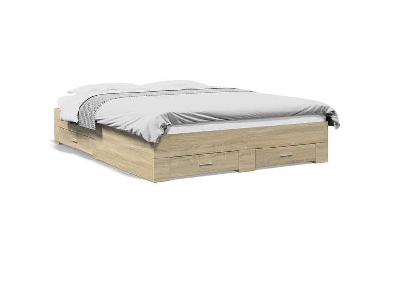  Lit double- lit adulte -  cadre de lit avec tiroirs sans matelas chêne sonoma 150x200 cm  - Conforama A
