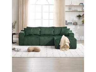 Canapé modulable set méridienne 2 places velours côtelé 5 coussins mousse haute densité diy combinable