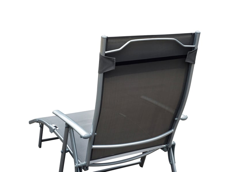 Transat pliable,180x63,5x100,5 cm,dossier 7 positions,métal,gris - Conforama D
