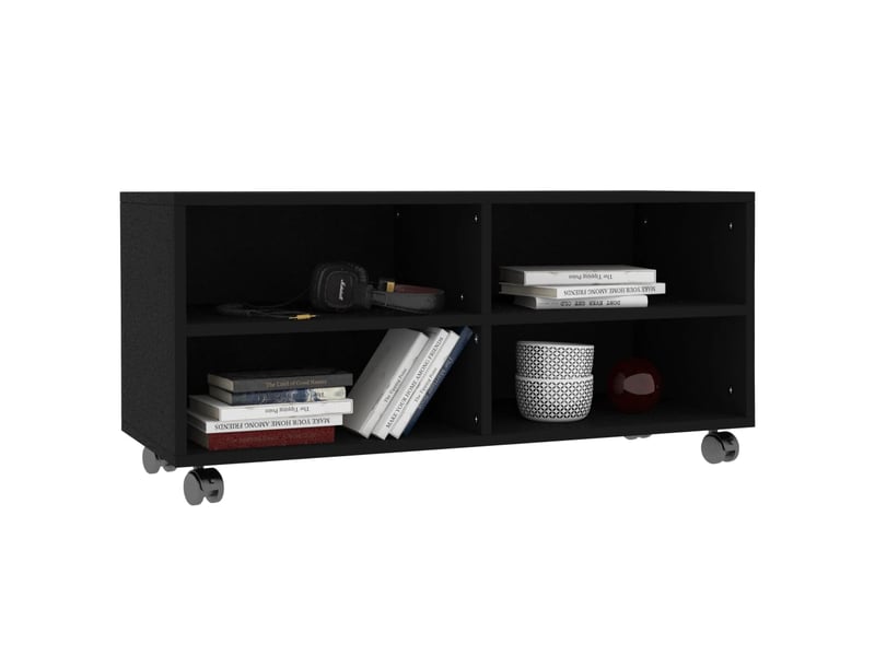 Meuble tv - banc tv avec roulettes noir 90x35x35 cm bois d'ingénierie fr1787  - Conforama D