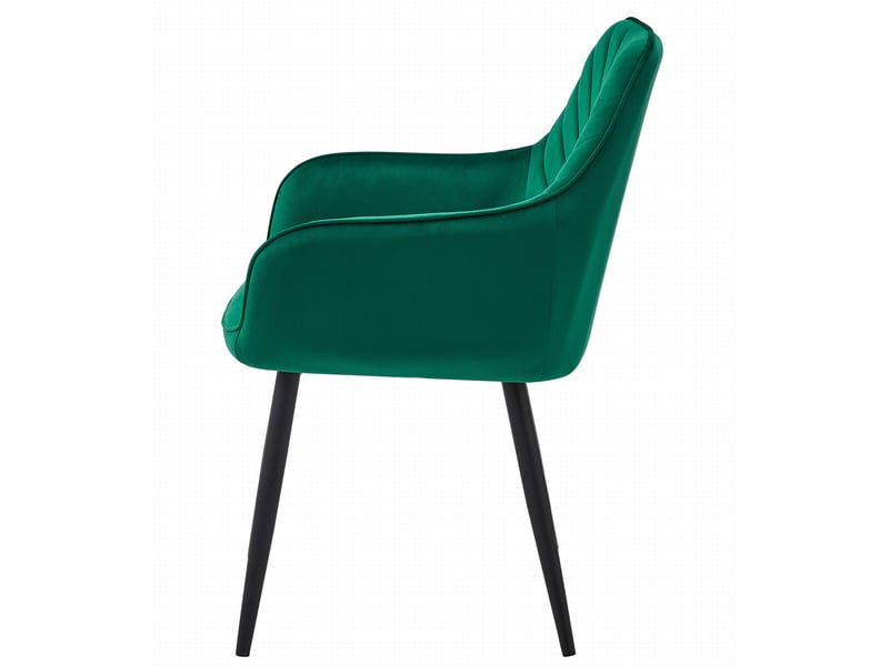 Family chaise nana - velours vert foncé pieds noirs x 2  - Conforama E
