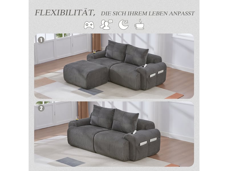  Canapé d'angle réversible fixe 2 places tissu gris foncé  - Conforama E