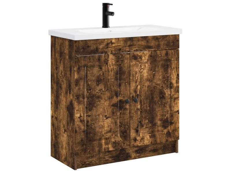Ensemble de mobilier de salle de bain chêne fumé shl8274 - Conforama A