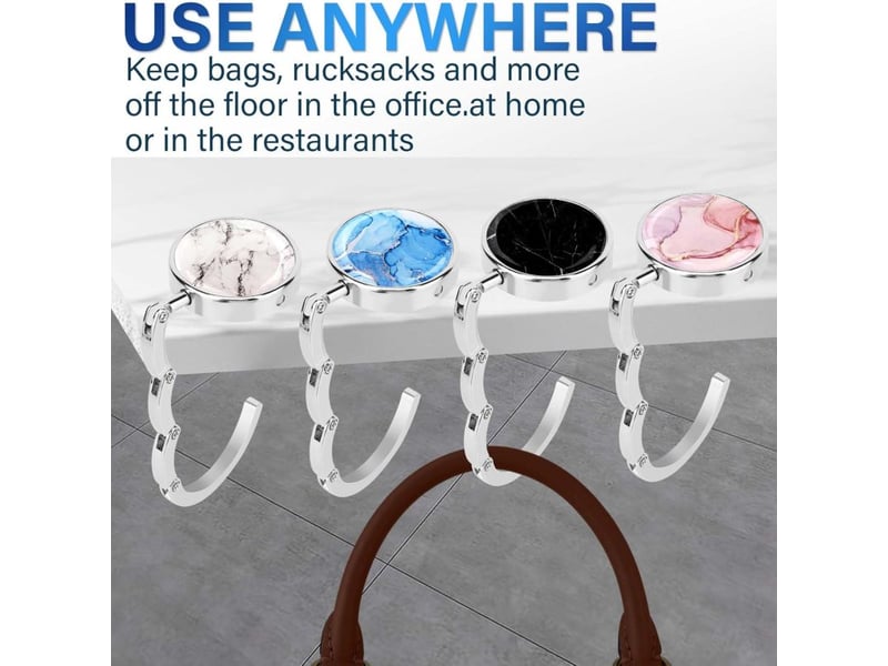 Support de sac à main pour table, 4 crochets pliables et antidérapants, compatible bureau restaurant - Conforama B