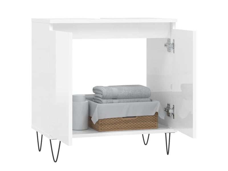  Amoire de salle de bain blanc brillant 58x33x60cm bois d'ingénierie shl4821  - Conforama C