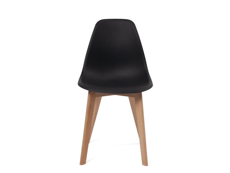  Lot de 4 chaises de cuisine scandinaves nao noires avec pieds en hêtre clair 649-NAO - Conforama C