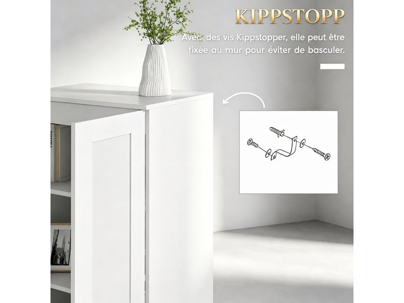  Armoire blanche de rangement à 2 portes, style contemporain, 175 cm de hauteur  - Conforama D