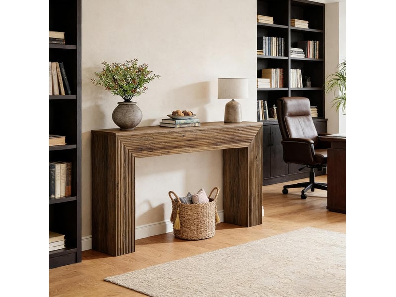  Table console 160x30x85 cm rustique mdf marron  - Conforama E