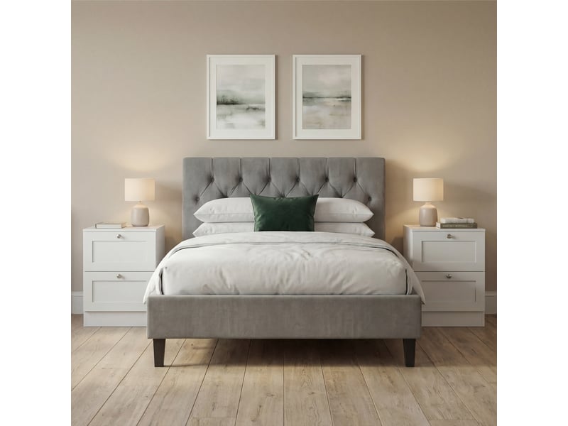  Table de chevet altino 2 tiroirs, commode de nuit, chambre, set de 2, 53x40x36cm, blanc 3332172 - Conforama C