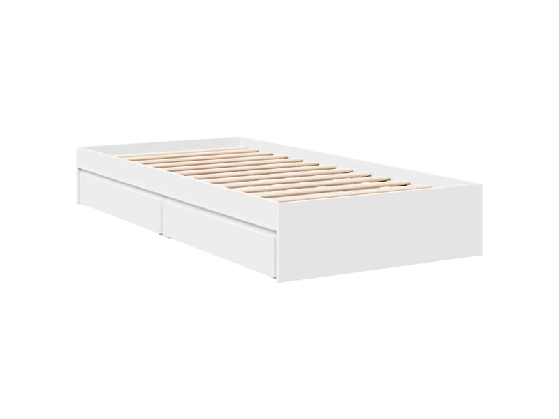  Lit simple- lit adulte -  cadre de lit avec tiroirs sans matelas blanc 90x200 cm  - Conforama B
