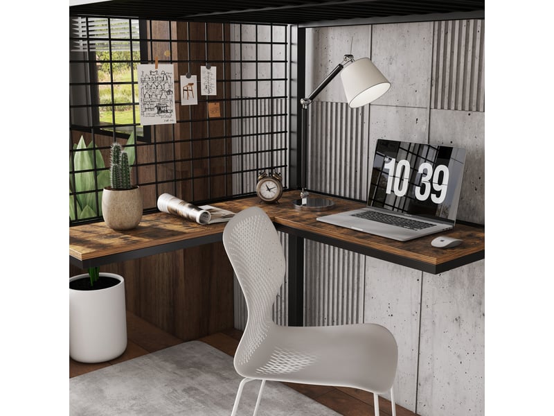  Lit superposé en métal et panneaux de fibres densifiées noir et bois foncé 90 x200 cm  - Conforama B