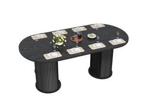 Table à manger extensible, 149,8x80x75 cm, avec espace de rangement, repas, salle à manger, pratique, mdf, coloris noir