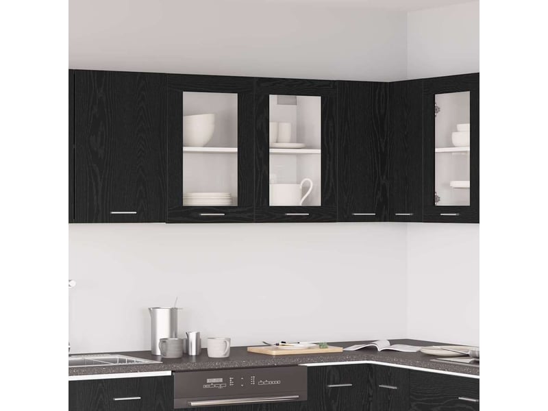 Meuble de rangement, armoire suspendue lyon chêne noir 80x31x60cm shl7777 - Conforama B