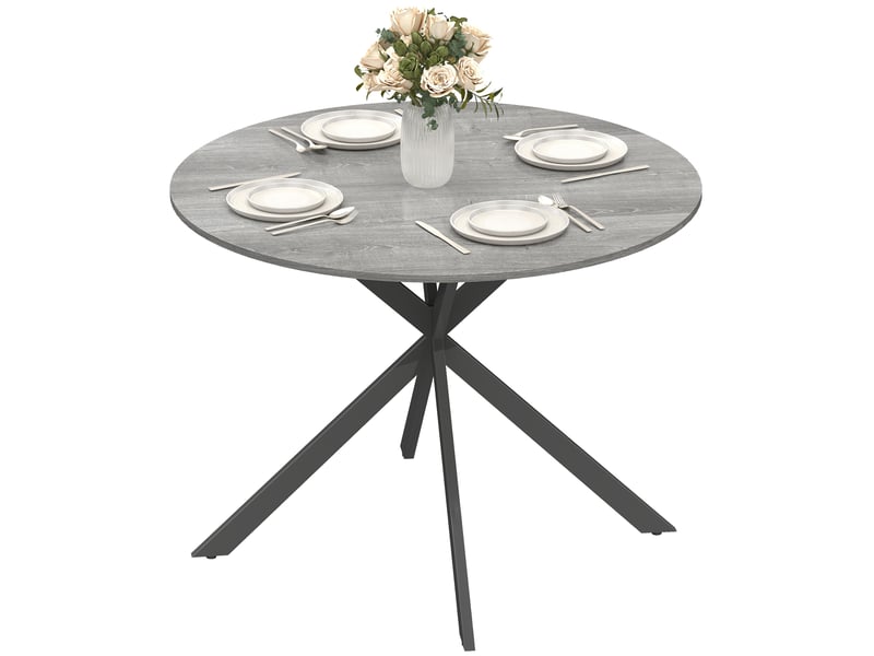  Table à manger ronde 4 personnes en acier et mélamine gris ø 100 x h 75 cm  - Conforama A