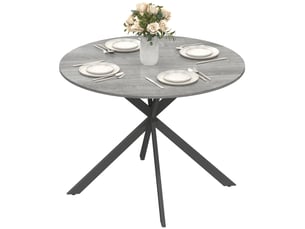 Table à manger ronde 4 personnes en acier et mélamine gris ø 100 x h 75 cm