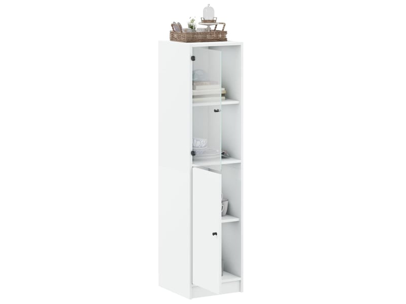  Buffet - bahut - meuble de rangement avec porte en verre blanc 35x37x142 cm  - Conforama E
