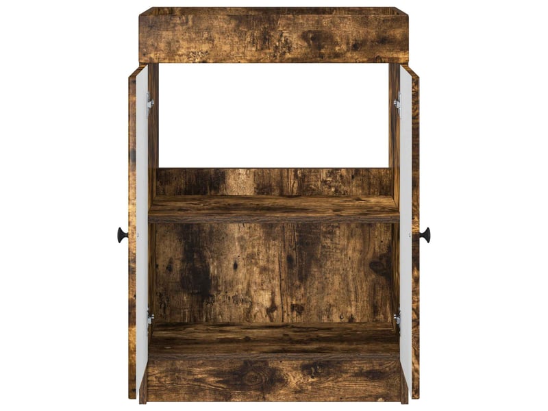  Armoire sous évier de salle de bain, meuble de rangement chêne fumé shl3194  - Conforama D
