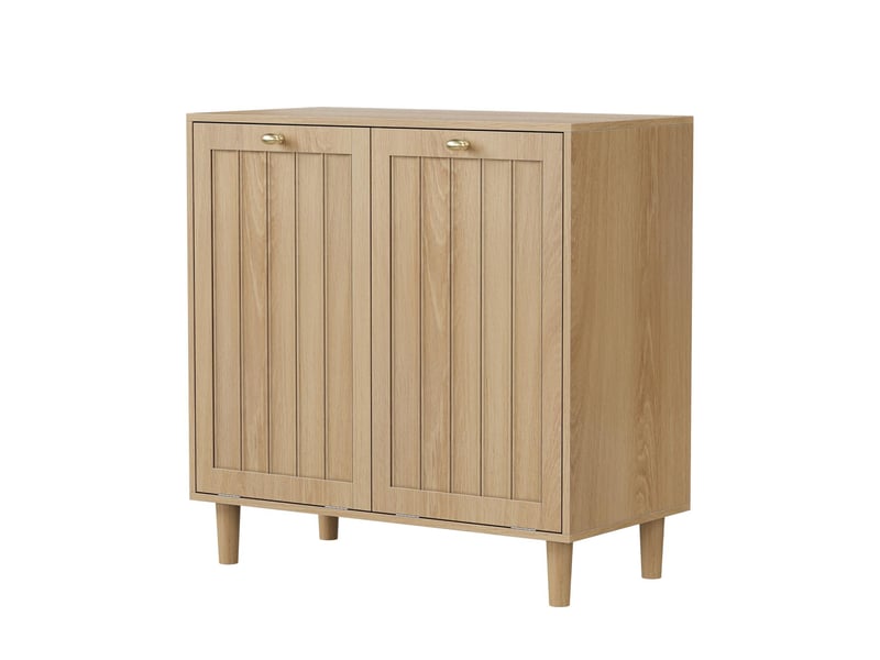  Meuble panier à linge 2 bacs amovibles en mdf coloris chêne 69.5 x 35 x 70.5 cm W3180P465393 - Conforama B