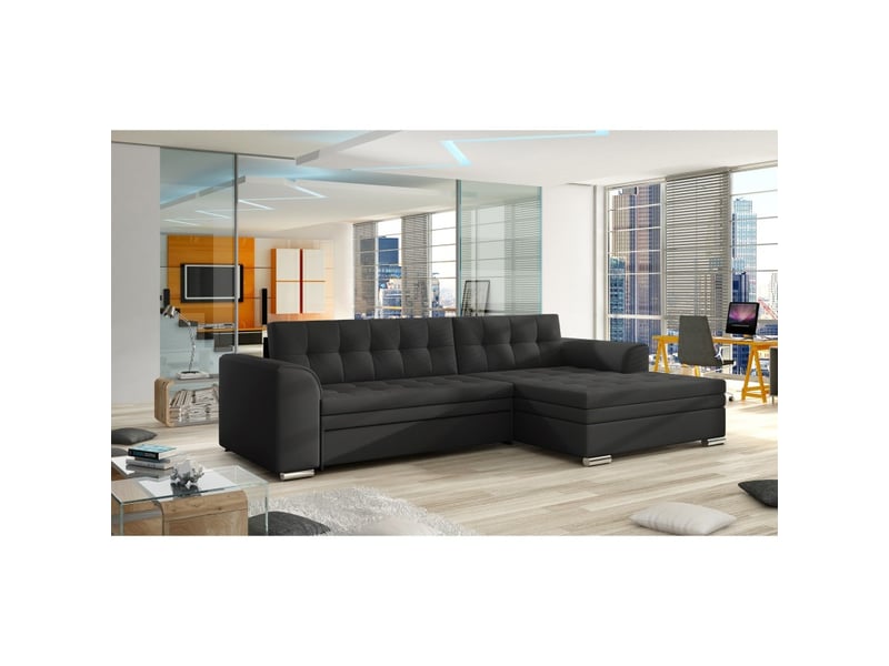 Canapé d'angle convertible conforto 4 places noir – angle droit - Conforama B