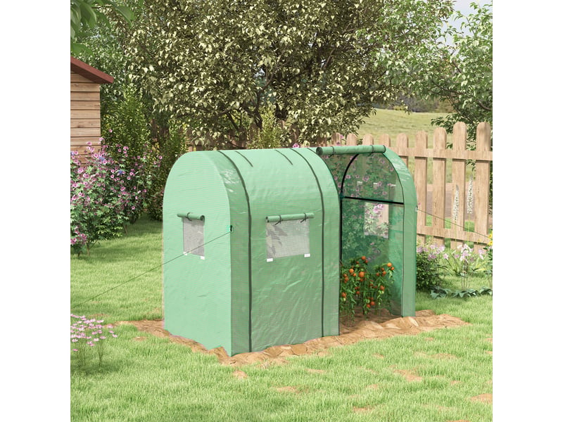 Serre de jardin en film - 2 portes roulantes - fenêtre latérale - protection uv - dimensions 185x94x150cm - Conforama B