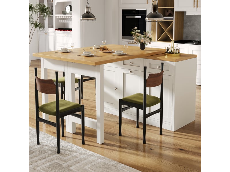 Table - avec rangement - avec tiroirs - pivotant à 360° - gain de place - panneau de fibres de densité moyenne - pour salon et séjour blanc - Conforama E