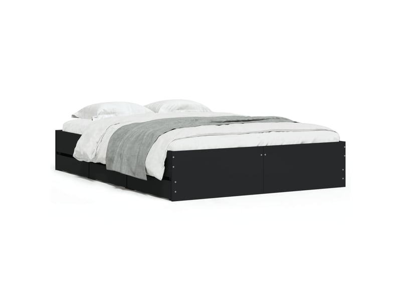  Lit double- lit adulte -  cadre de lit avec tiroirs sans matelas noir 120x190 cm  - Conforama A