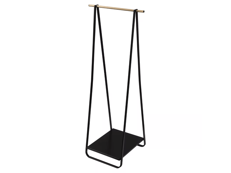  Porte-manteau sur pied noir en métal et bois avec étagère, 141 cm  - Conforama A