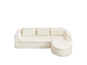 Canapé d'angle modulable 3 places avec chaise longue en chenille beige