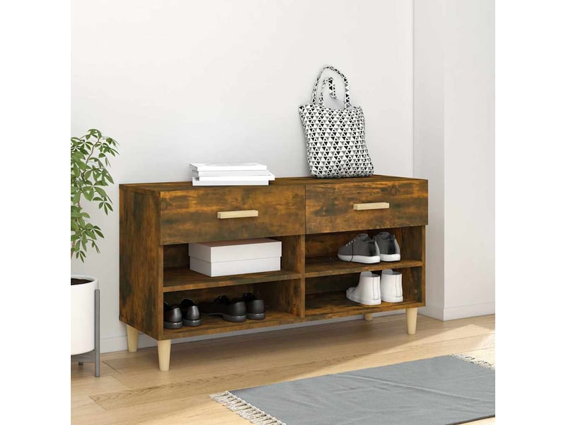  Armoire à chaussures chêne fumé 102x35x55 cm bois d'ingénierie shl7157  - Conforama B