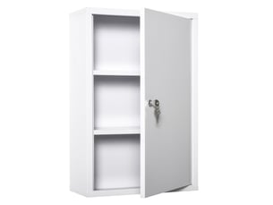 Armoire à pharmacie métallique verrouillable à 3 compartiments, armoire de premiers secours, 40 x 18 x 60 cm, blanche