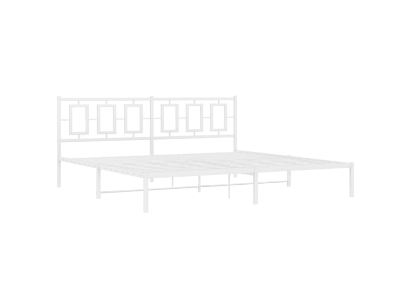 Lit double- lit adulte - cadre de lit métal sans matelas et tête de lit blanc 200x200 cm - Conforama B