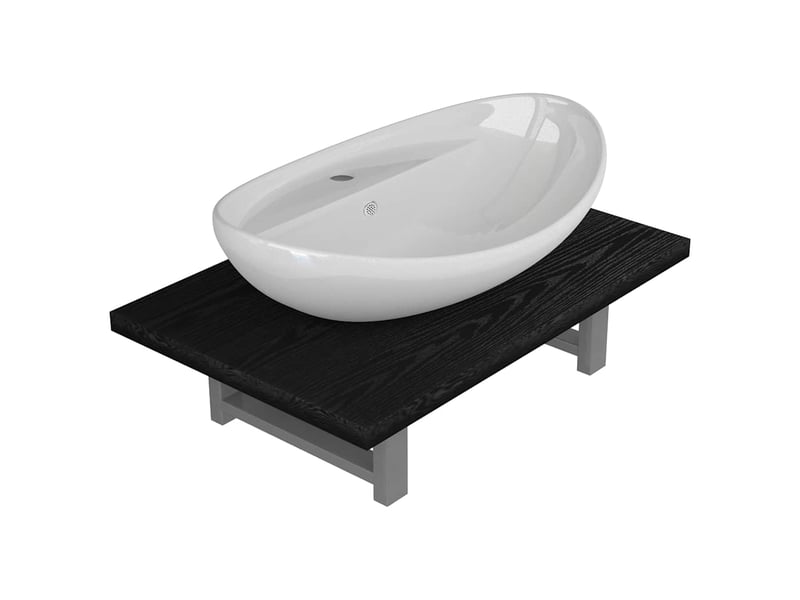 Meuble de salle de bain, armoire salle de bain en deux pièces céramique noir cf65447 - Conforama A