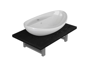 Meuble de salle de bain, armoire salle de bain en deux pièces céramique noir cf65447