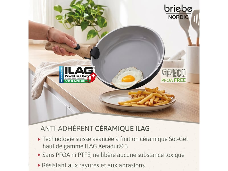Batterie de cuisine induction céramique poignée amovible set 13 pièces , briebe, kb1220blk, , noir - Conforama D