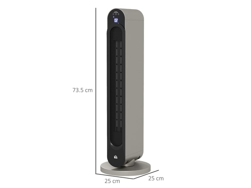  Chauffage soufflant ptc 2200 w 25 x 25 x 73,5 cm argent en plastique, oscillant avec minuterie 12 heures  - Conforama C
