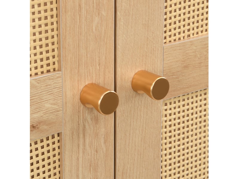  Armoire avec penderie étagères et 2 tiroirs finition rotin pour chambre et dressing en mdf naturel 80 × 50 × 180 cm  - Conforama E