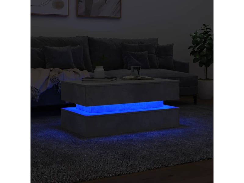  Table basse - table de salon - table à thé avec lumières led gris béton 90x50x40 cm  - Conforama E