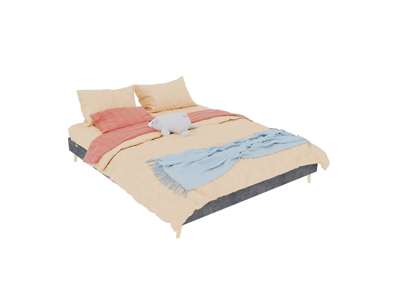  Lit cadre 160x200 cm, 2 places, moderne en bois et métal couleur gris sans matelas  - Conforama A