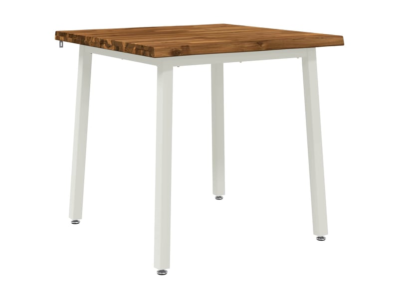 Table à manger moderne 90x90x75 cm bois d'acacia massif naturel et blanc carré shl75395 - Conforama A