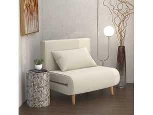 Canapé convertible 94x78x80 cm dossier réglable bois blanc crème