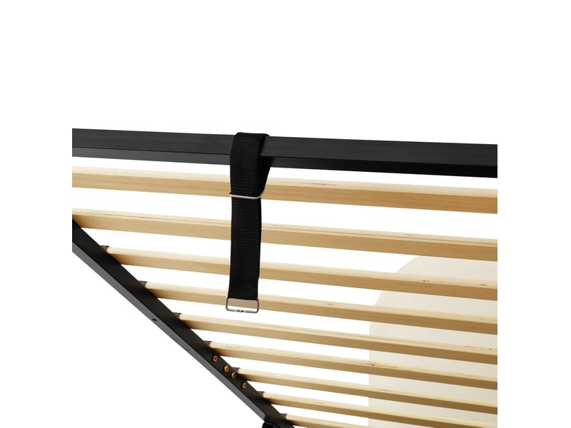  Lit coffre enfant 90x190 cm avec sommier à lattes, rangement hydraulique, en velours, beige, sans matelas  - Conforama E