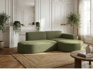 Canapé d'angle parma studio, pour salon, tissu quelle, droit, vert (38)