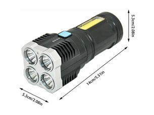 Lampe de poche led super lumineuse avec éclairage latéral cob, torche rechargeable usb 4 modes d'éclairage, avec fonction d'affichage de l'alimentatio