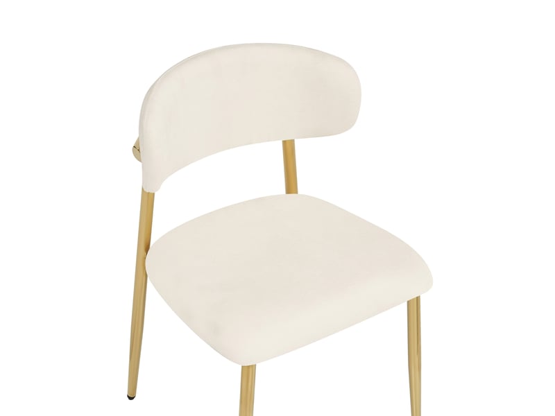  Lot de 2 chaises de salle à manger 51x50x81 cm tissu blanc pieds dorés  - Conforama E