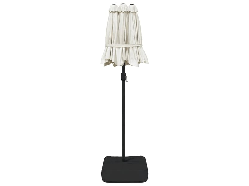  Parasol de jardin à double tête 316 x 145 cm protection uv mécanique pratique en acier blanc sable 02_0047385  - Conforama D