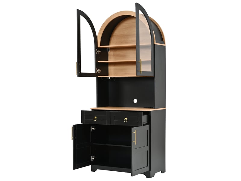 Buffet haut avec led, prises usb et rangement 80x40x180 cm noir - Conforama D