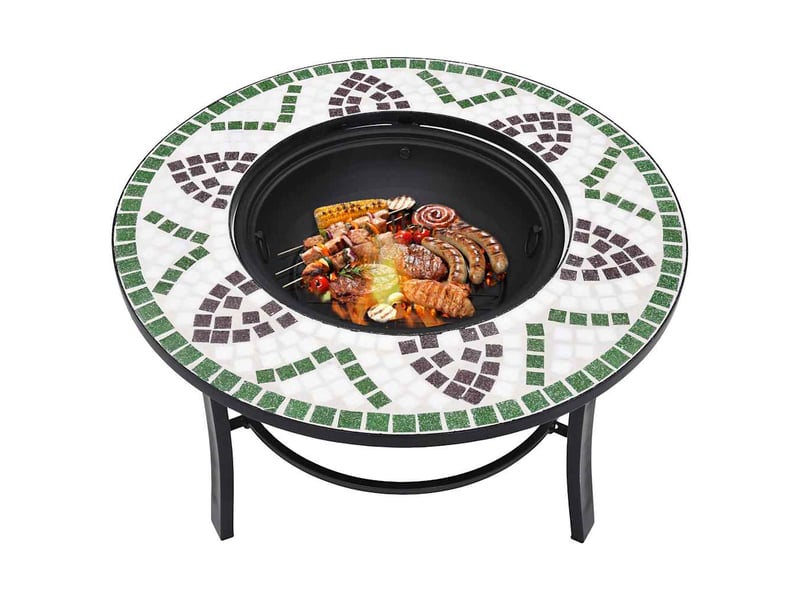  Brasero exterieur, foyer mosaïque vert 68 cm céramique  - Conforama E