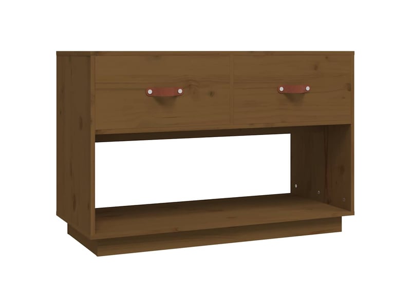  Meuble tv - banc tv - meuble de rangement marron miel 90x40x60 cm bois de pin massif  - Conforama A
