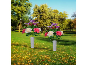Fleur artificielle - bouquet mémoriel en résine pour tombe ou décoration intérieure extérieure - tige flexible en fil métallique gainé - 1 pièce